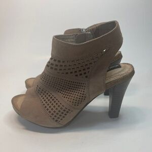 Adam Tucker Gigi Suede Open Toe Heels 6.5